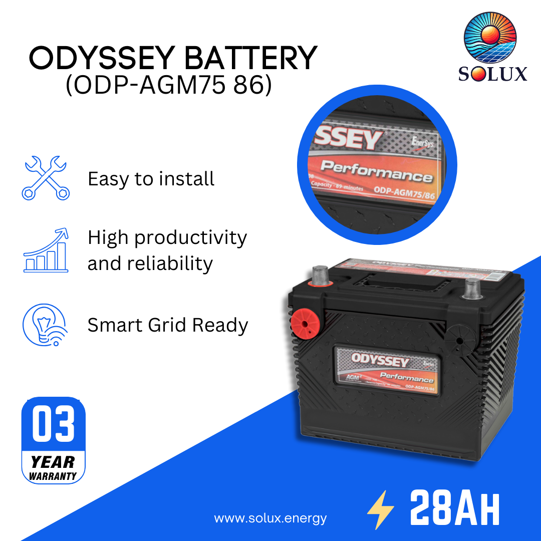 This is an image of Odyssey AGM Car Battery ODP-AGM75 86 12V 49Ah